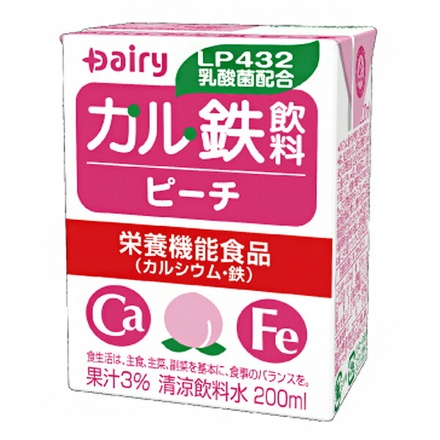 南日本酪農協同 デーリィ カル鉄飲料 ピーチ 200ml紙パック×18本入×(2ケース)|栄養機能食品 カルシウム 鉄分 もも
