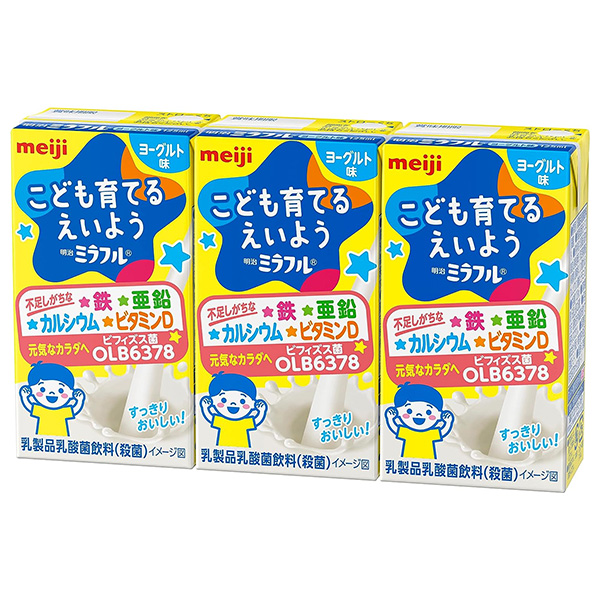 明治 ミラフルドリンク ヨーグルト味 125ml紙パック×12(3P×4)本入×(2ケース) メーカー 問屋直送|鉄 亜鉛 カルシウム 亜鉛