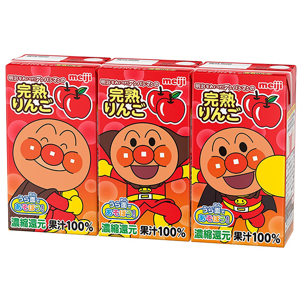 明治 それいけ!アンパンマンの完熟りんご100 125ml紙パック×36(3P×12)本入×(2ケース) メーカー 問屋直送|果実飲料 果汁100% アップル