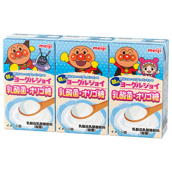 明治 それいけ!アンパンマンの朝のヨーグルジョイ 乳酸菌・オリゴ糖 125ml紙パック×36(3P×12)本入 メーカー 問屋直送|乳性 ヨーグルト お子様飲料