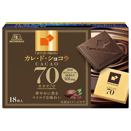 森永製菓 カレ・ド・ショコラ カカオ70 18枚×6箱入|カレドショコラ 森永製菓 ハイカカオ チョコレート ビター ご褒美 スイーツ お菓子