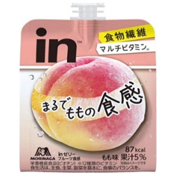 森永製菓 inゼリー フルーツ食感 もも味 150gパウチ×36本入|ゼリー ゼリー飲料 ピーチ 桃 もも