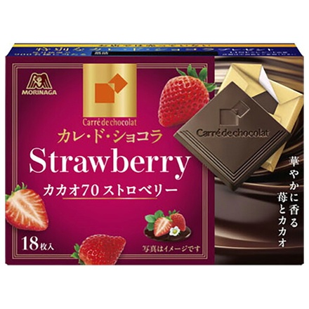 森永製菓 カレ・ド・ショコラ カカオ70 ストロベリー 18枚×6箱入|カレドショコラ イチゴ カカオ70 森永製菓 高カカオ チョコレート 苺 ビター ご褒美 スイーツ