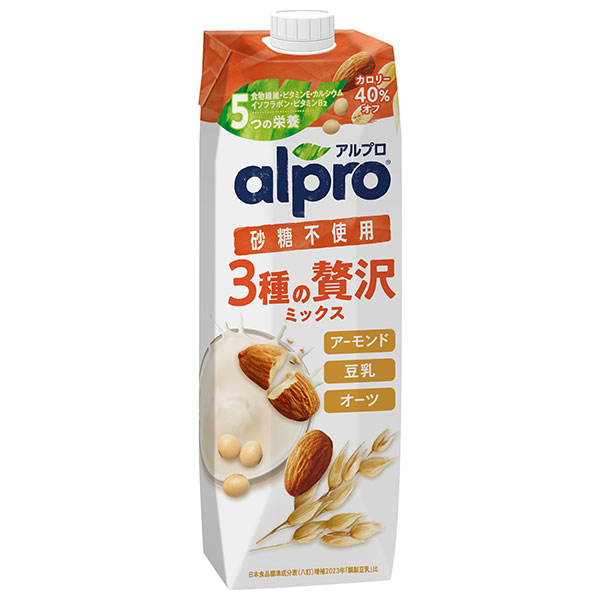 ダノンジャパン アルプロ 3種の贅沢ミックス 砂糖不使用 1000ml紙パック×6本入|オーツミルク オーツ麦 アーモンド 豆乳 食物繊維