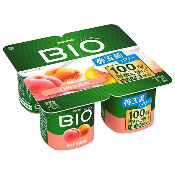 ダノンジャパン ダノンビオ BIO 白桃&黄桃 (75g×4)×6個入 チルド 冷蔵品|ダノン ヨーグルト 桃 もも ダノンヨーグルト