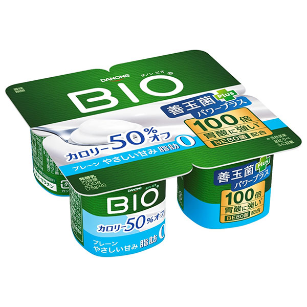 ダノンジャパン ダノンビオ BIO プレーン カロリー50%オフ やさしい甘み (75g×4)×6個入 チルド 冷蔵品|ダノン ヨーグルト ダノンヨーグルト カロリー50%オフ