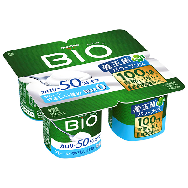 ダノンジャパン ダノンビオ BIO プレーン カロリー50%オフ やさしい甘み (75g×4)×6個入 メーカー 問屋直送|ダノン ヨーグルト ダノンヨーグルト カロリー50%オフ