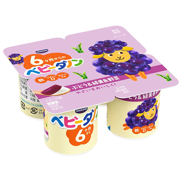 ダノンジャパン ベビーダノン ぶどう&緑黄色野菜 (45g×4)×6個入 メーカー 問屋直送 チルド 冷蔵品|ダノン ヨーグルト ダノンヨーグルト