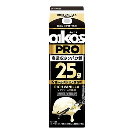 ダノンジャパン オイコス プロテインドリンク高吸収タンパク質25g リッチバニラ風味 240ml紙パック×12本入×(2ケース) メーカー 問屋直送|たんぱく質 砂糖不使用 脂肪ゼロ