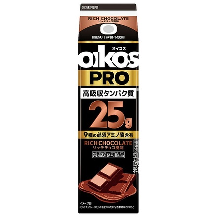 ダノンジャパン オイコスPRO プロテインドリンク高吸収タンパク質25g リッチチョコ風味 240ml紙パック×12本入 メーカー 問屋直送|オイコス プロ プロテイン リッチチョコ カロリー タンパク質 アミノ酸 常温保存 脂肪0 砂糖不使用