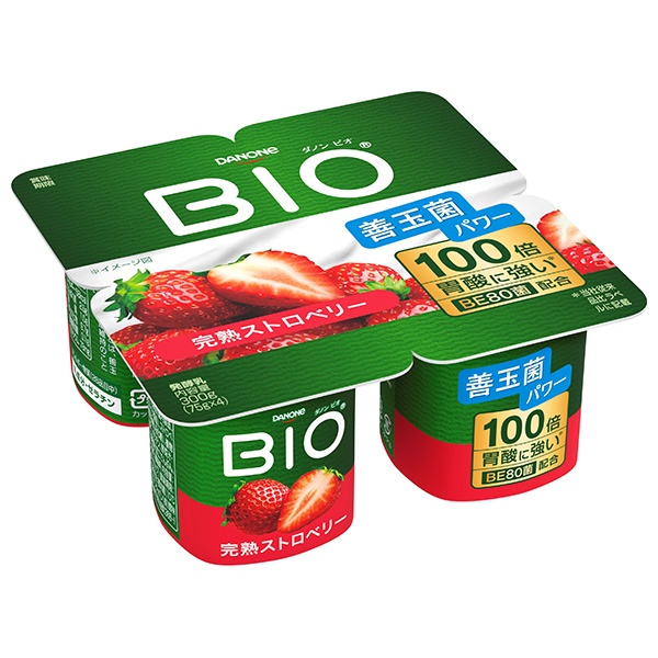 ダノンジャパン ダノンビオ BIO 完熟ストロベリー (75g×4)×6個入 メーカー 問屋直送 チルド 冷蔵品|ダノン ヨーグルト ストロベリー いちご 苺 ダノンヨーグルト