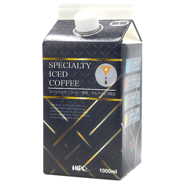ヒロコーヒー ネルドリップアイスコーヒー 無糖 1000ml紙パック×12本入|アイスコーヒー 無糖 コーヒー 珈琲