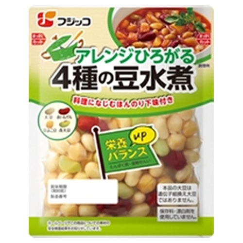 フジッコ アレンジひろがる4種の豆水煮 132g×12袋入|一般食品 まめ 大豆