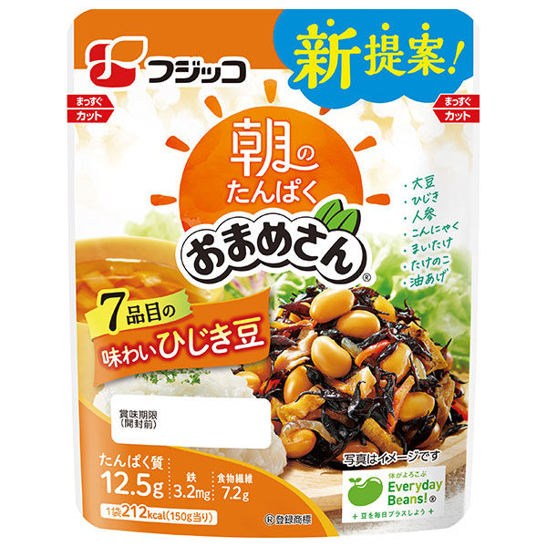 フジッコ 朝のたんぱくおまめさん 七品目の味わいひじき豆 150g×10袋入|一般食品 煮豆 ヒジキ タンパク質