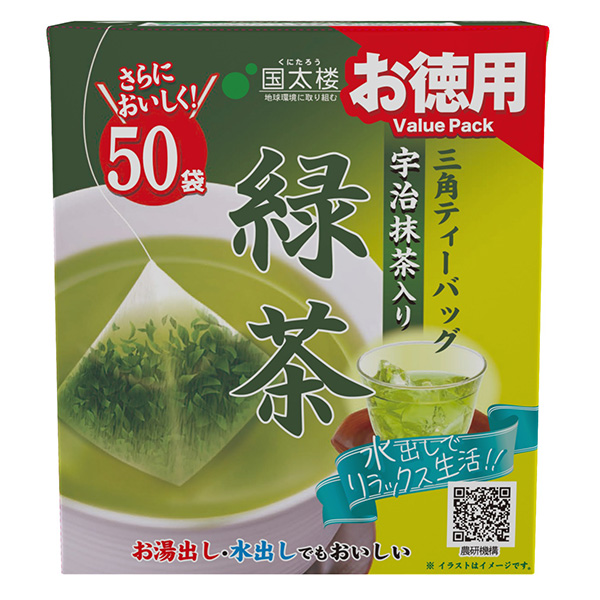 国太楼 お徳用 宇治抹茶入り緑茶三角ティーバッグ50P 100g(50P)×6袋入|茶 お茶 緑茶 ティーバッグ