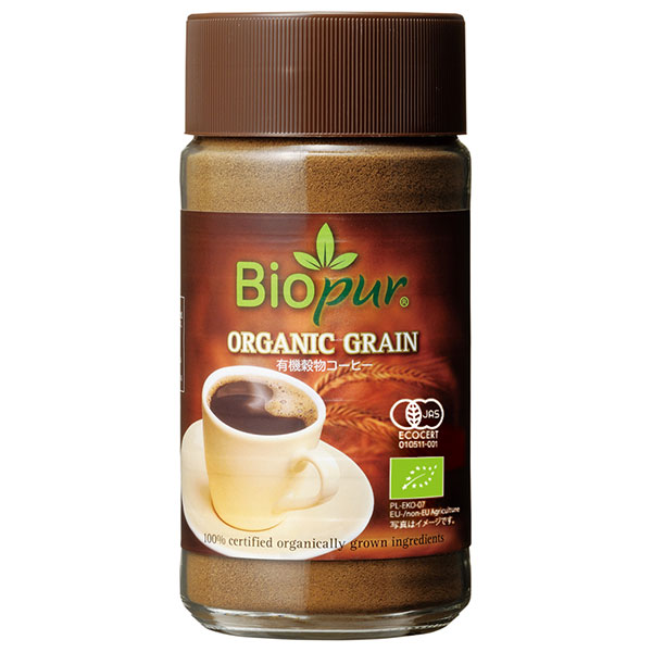 ミトク ビオピュール 穀物コーヒー 100g瓶×6個入|嗜好品 インスタント 珈琲 粉 瓶 ノンカフェイン 有機穀物 ライ麦 チコリ 麦芽 コーヒー風