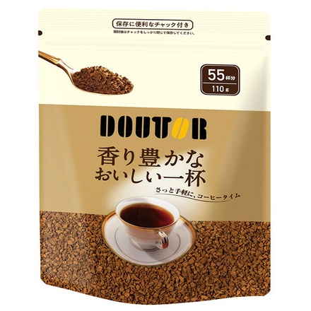 ドトールコーヒー 香り豊かなおいしい一杯 大袋 110g袋×12袋入|嗜好品 インスタントコーヒー 珈琲 ベトナム産 チャック付き 大袋 コーヒー 粉