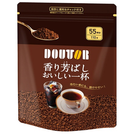 ドトールコーヒー 香り芳ばしおいしい一杯 大袋 110g袋×12袋入|嗜好品 インスタントコーヒー 珈琲 チャック付き袋 溶けやすい 大袋 ドドール