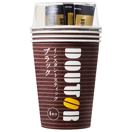 ドトールコーヒー カップコーヒー ブラック 4P×24個入|インスタントコーヒー ブラック スティック 4杯分 カップ付き ホットドリンク black