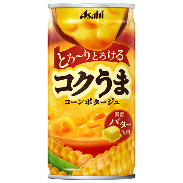 アサヒ飲料 コクうま コーンポタージュ 185g缶×30本入|HOT用 ホット スープ 缶 バター