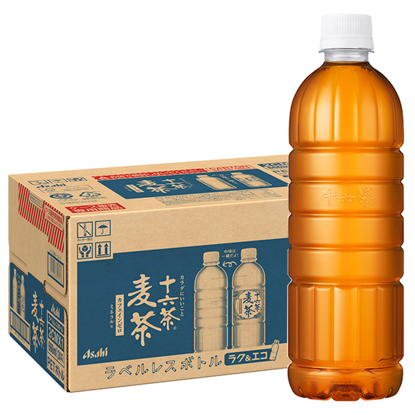 アサヒ飲料 十六茶麦茶 ラベルレスボトル 660mlペットボトル×24本入|麦茶 ブレンド茶 お茶 ノンカフェイン カフェインゼロ