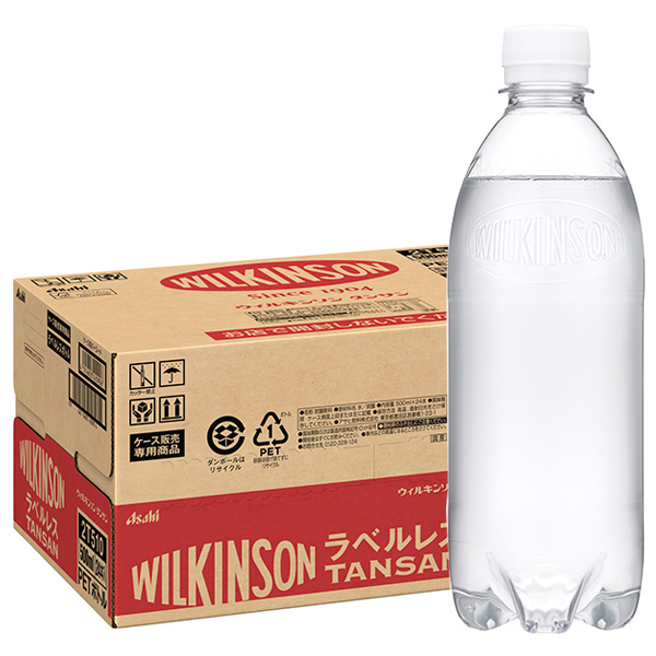 アサヒ飲料 ウィルキンソン タンサン ラベルレスボトル 500mlペットボトル×24本入|強炭酸 炭酸水 ハイボール ソーダ カクテル 割材