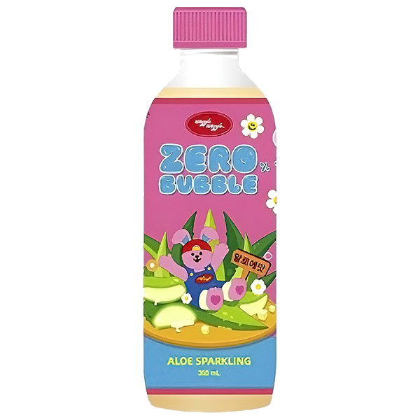 JNグローバル ウィグルウィグル ZEROバブル アロエ 355ml×24本入|炭酸飲料 韓国 Wiggle Wiggle 糖質ゼロ カロリー ゼロ ブリングブースター