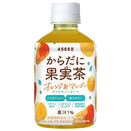 アシード からだに果実茶 グァバティーエード オレンジ&マンゴー 280mlペットボトル×24本入|果実茶 グァバ ティーエード オレンジ マンゴー フルーツティー フルーツ トロピカル