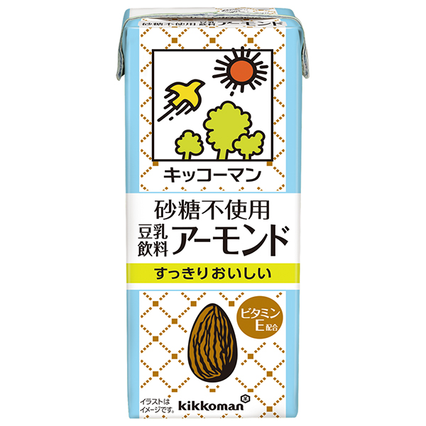 キッコーマン 砂糖不使用 豆乳飲料 アーモンド 200ml紙パック×18本入|豆乳 砂糖不使用 コーヒー アーモンド 紀文