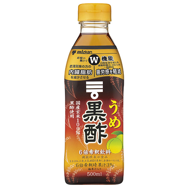 ミツカン うめ黒酢 【機能性表示食品】 500mlペットボトル×6本入|ミツカン 黒酢 飲む酢 うめ 梅 MIZKAN 黒酢 健康酢 酢飲料 お酢