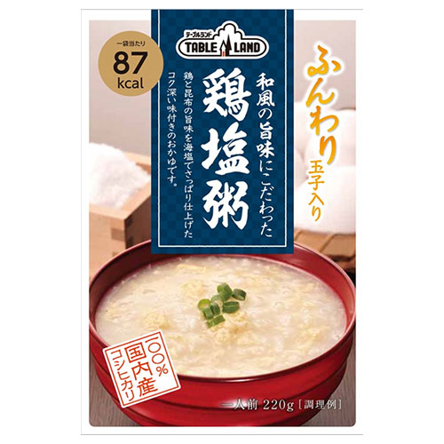 丸善食品工業 テーブルランド 和風の旨味にこだわった鶏塩粥 220gパウチ×24(12×2)袋入|レトルトご飯 おかゆ