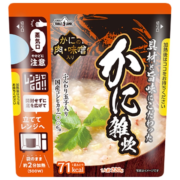 丸善食品工業 テーブルランド 具材と旨味にこだわった レンジ対応 かに雑炊 220gパウチ×24(12×2)袋入|一般食品 レトルト ご飯 雑炊 カニ ぞうすい
