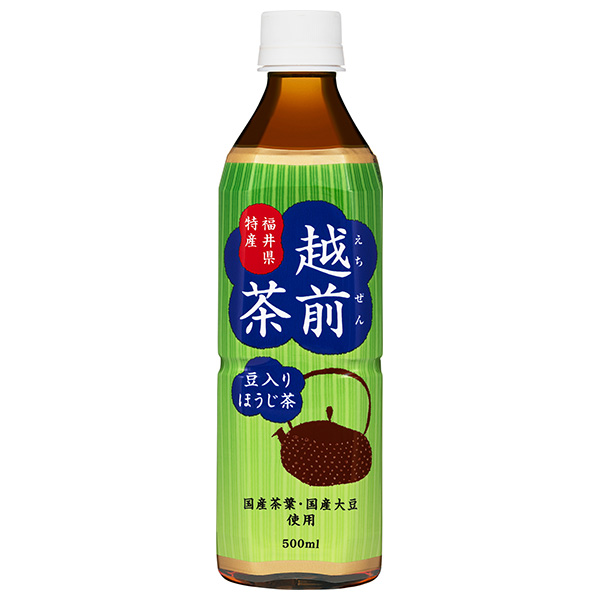 盛田(ハイピース) 豆入りほうじ茶 越前茶 500mlペットボトル×24本入|ほうじ茶 お茶PET 国産茶葉