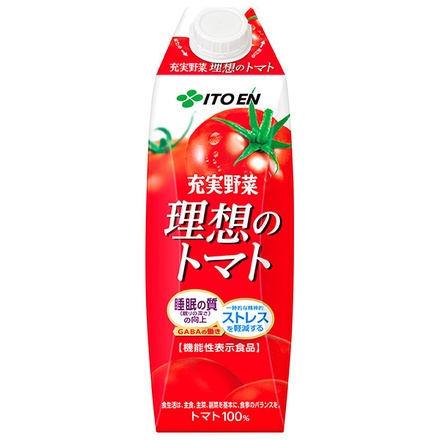 伊藤園 理想のトマト(屋根型) 1L紙パック×12(6×2)本入×(2ケース)|トマトジュース 食塩無添加 トマト 野菜ジュース