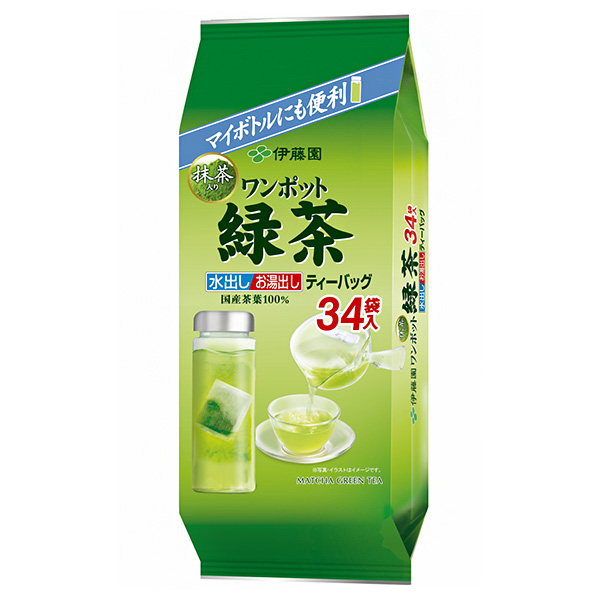 伊藤園 ワンポット 抹茶入り緑茶 ティーバッグ 34袋入×10袋入|緑茶 ティーバッグ お茶 水出し お湯出し 国産