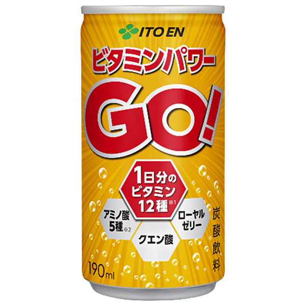 伊藤園 ビタミンパワーGO(ゴー) 190ml缶×30本入|炭酸飲料 炭酸 ビタミン 缶 アミノ酸 クエン酸 ローヤルゼリー