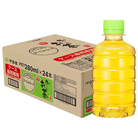 伊藤園 お~いお茶 緑茶 ラベルレス 280mlペットボトル×24本入×(2ケース)|茶飲料 緑茶 お茶 ラベルレス エコ