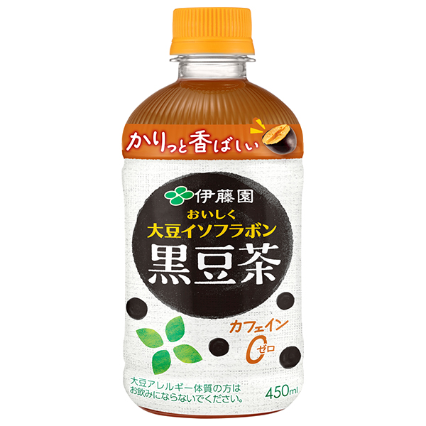 伊藤園 【HOT用】おいしく大豆イソフラボン 黒豆茶 450mlペットボトル×24本入|お茶 黒豆茶 黒豆 カフェインゼロ