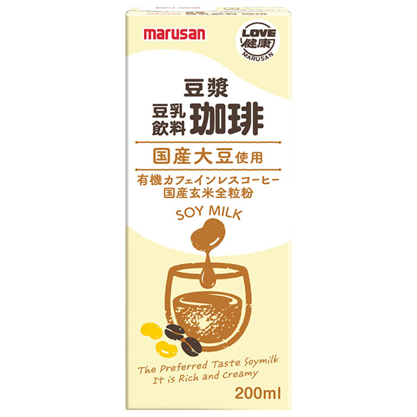 マルサンアイ 豆乳飲料 珈琲 豆ジャン 200ml紙パック×24本入|豆乳 麦芽コーヒー 有機栽培大豆 200ml