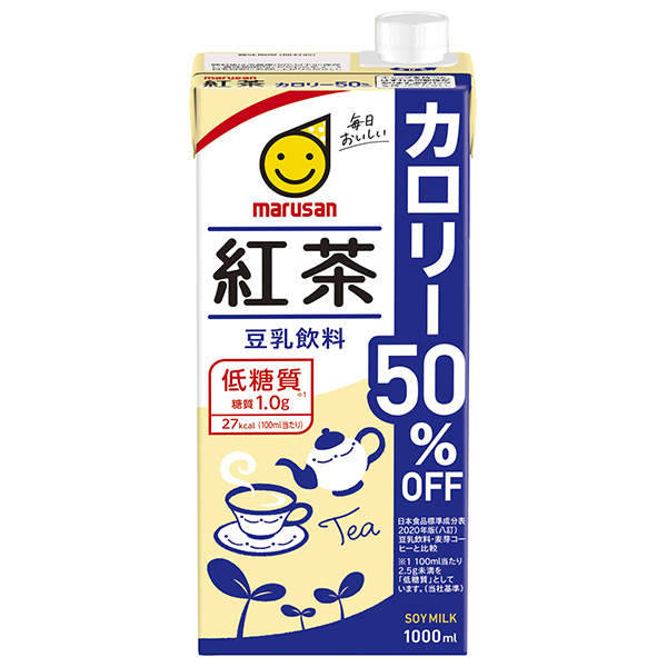 マルサンアイ 豆乳飲料 紅茶 カロリー50%オフ 1000ml紙パック×6本入|豆乳 豆乳飲料 1L 1l カロリーオフ