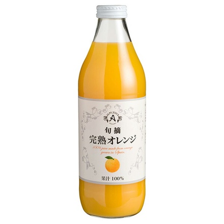 アルプス 完熟オレンジジュース 1L瓶×12本入|果実飲料 果汁100% オレンジ 瓶