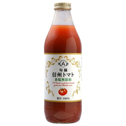 アルプス 旬摘 信州トマトジュース(食塩無添加) 1L瓶×6本入|野菜ジュース トマトジュース 瓶 1000ml 1l 信州 国産 食塩無添加 果汁100