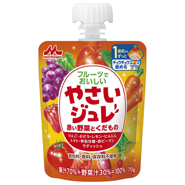 森永乳業 やさいジュレ 赤い野菜とくだもの 70gパウチ×36本入|野菜 フルーツ ゼリー飲料 パウチ ベビー用品