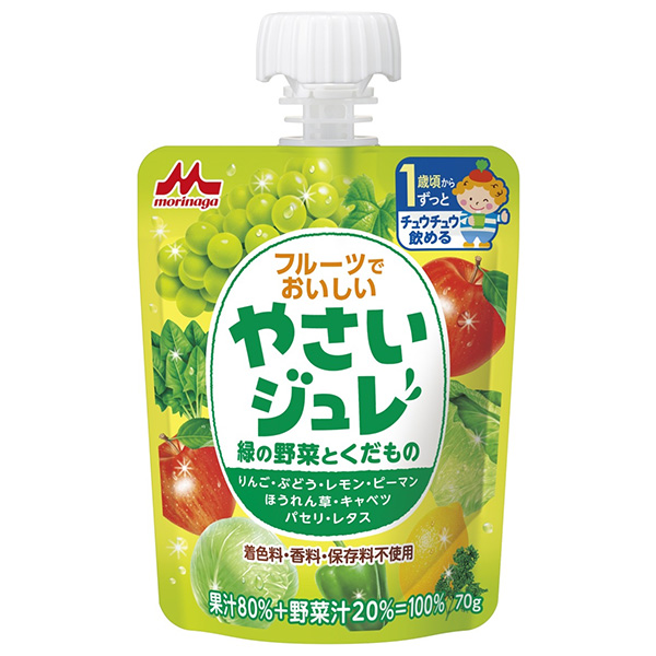 森永乳業 やさいジュレ 緑の野菜とくだもの 70gパウチ×36本入|野菜 フルーツ ゼリー飲料 パウチ ベビー用品