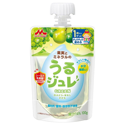 森永乳業 うるジュレ GREEN 100gパウチ×36本入|果実 ゼリー飲料 ベビー 赤ちゃん 水分補給 乳酸菌