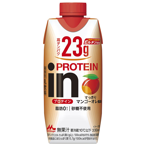 森永乳業 inPROTEIN(プロテイン) すっきりマンゴーオレ風味 330ml紙パック×12本入×(2ケース) チルド 冷蔵品|チルド マンゴー プロテイン