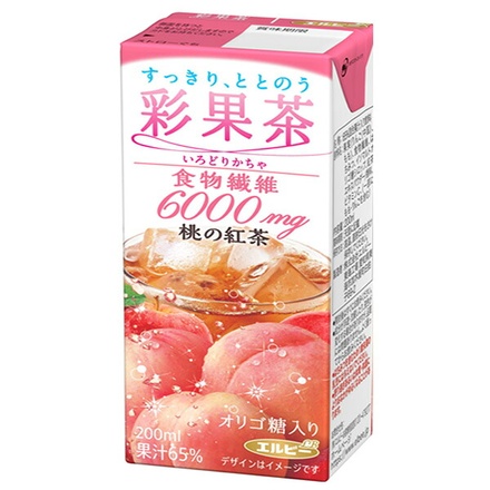 エルビー 彩果茶 いろどりかちゃ 桃の紅茶 200ml紙パック×24本入|紅茶飲料 ジュース ピーチ もも 果汁 食物繊維 6000mg 桃の紅茶 紙パック いろどりかちゃ
