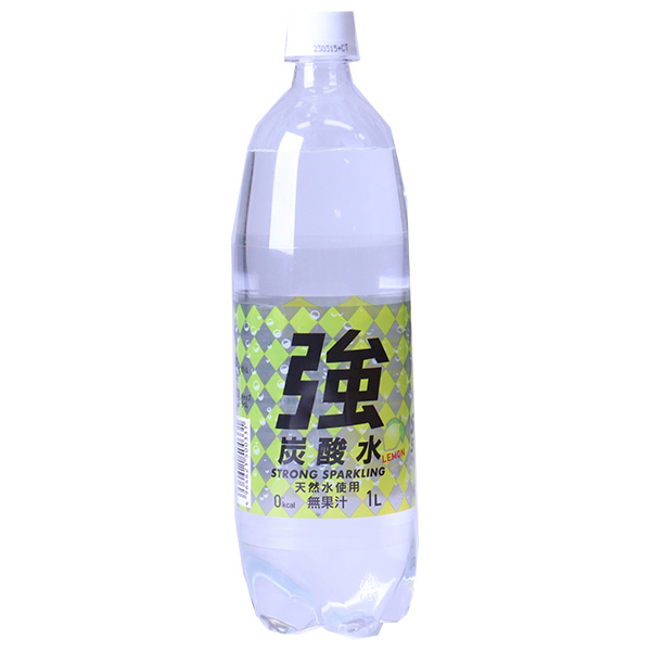 友桝飲料 強炭酸水 レモン(K) 1000mlペットボトル×15本入|炭酸飲料 炭酸水 ソーダ PET 割り材 檸檬 れもん