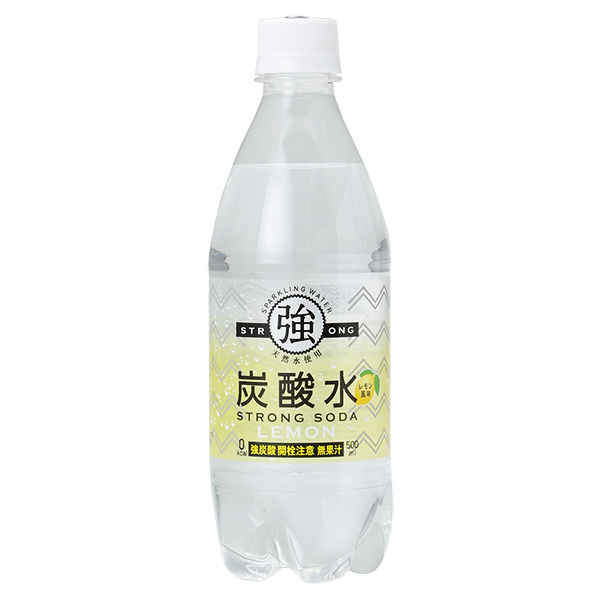 友桝飲料 強炭酸水レモン 500mlペットボトル×24本入|炭酸飲料 割り材 PET