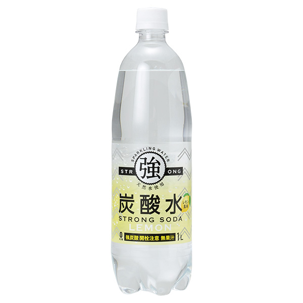 友桝飲料 強炭酸水レモン 1Lペットボトル×15本入|炭酸飲料 炭酸水 ソーダ PET 割り材 レモン 1000ml 1l